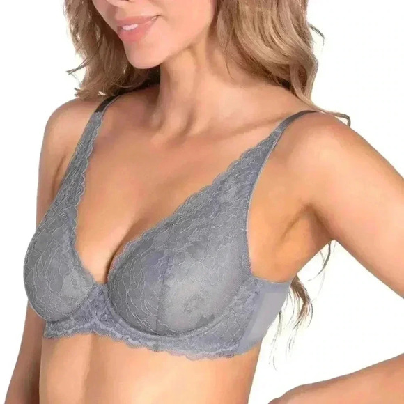 NEW⭐️ WingsLove Sexy Lace Bra See Through Sheer Deep V Plunge Bralette - Picture 9 of 12